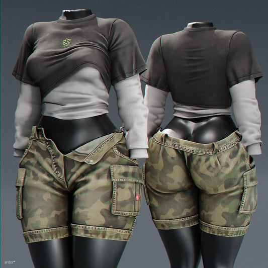 [SecondLife] ardor* wmns stacked tee + open cargos