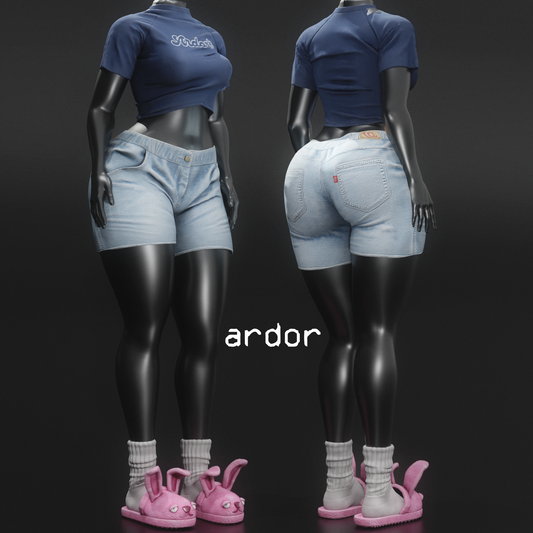 [SecondLife] ardor* - cutoff shorts + baseball tee + fuzzy wuzzys