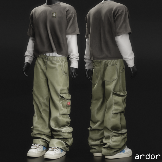 ardor* - cargo pants + stacked shirt.