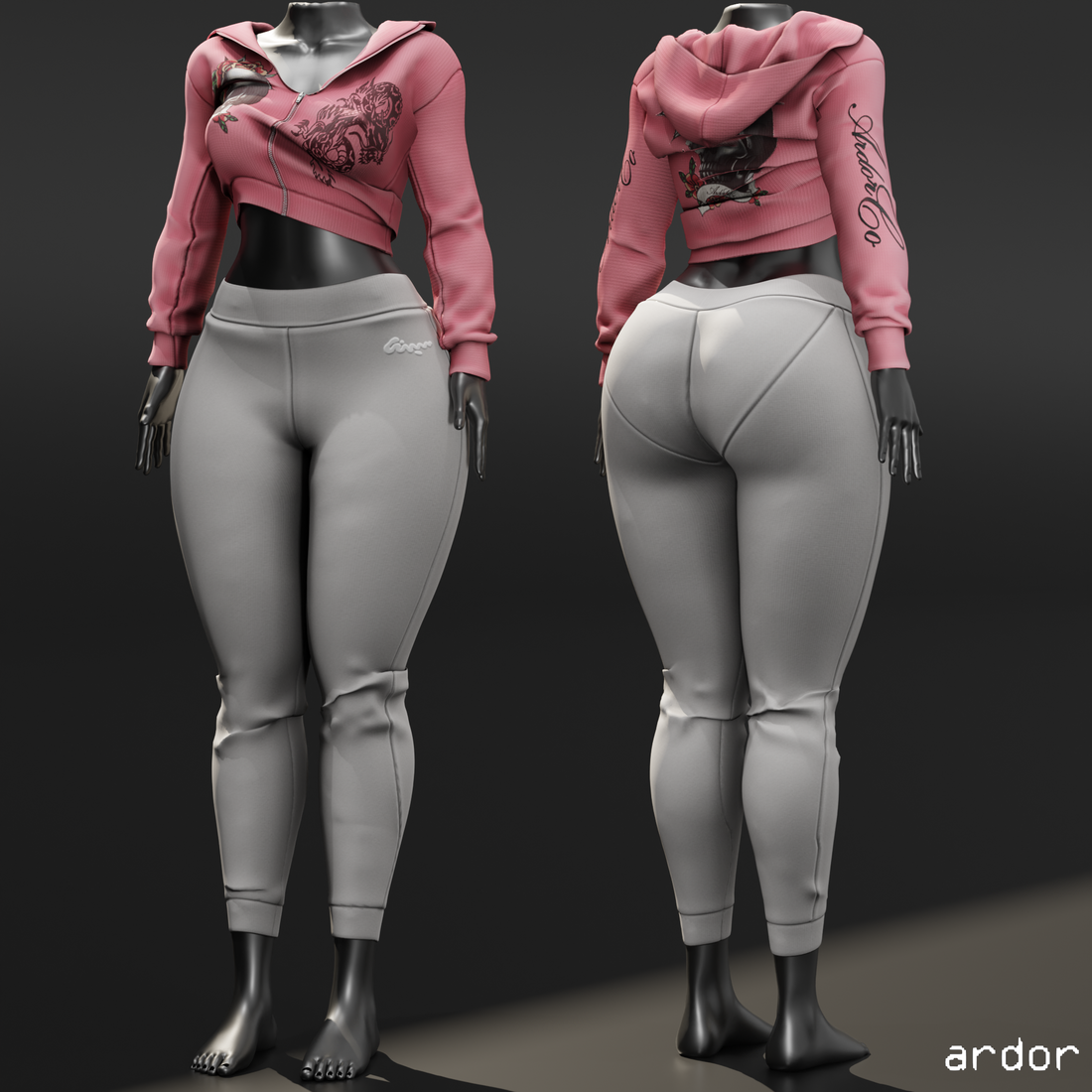 [SecondLife] ardor* - graphic hoodie + active leggings