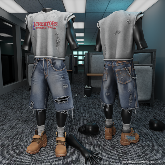ardor* distressed crewneck and distressed short jeans
