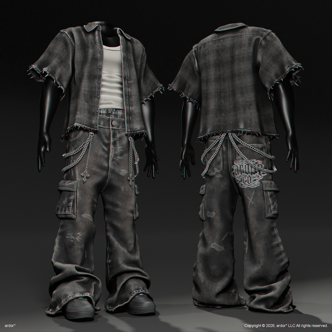 ardor* - chain jeans + torn flannel