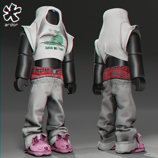 [Roblox] ardor* - boxer sweats + up tee, and bunny slippers.