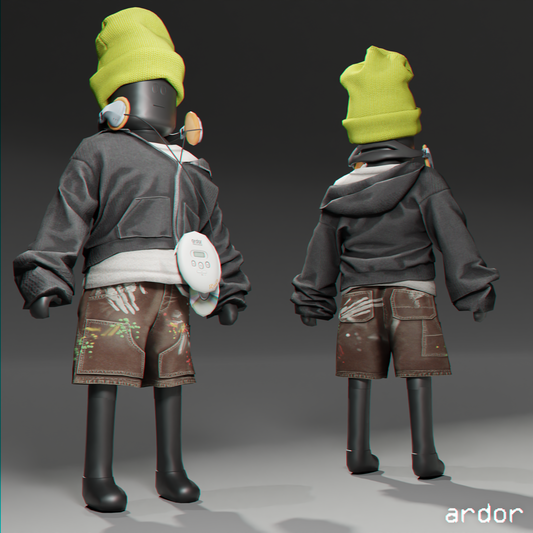 [Roblox] ardor* - zip hoodie, painter shorts, oversized beanie